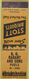Matchbook Cover - BG Radant Sons Fuels coal WORN CREASES