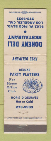 Matchbook Cover - Doheny Deli Restaurant Los Angeles CA