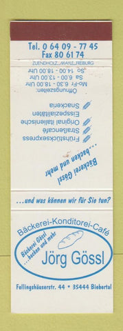 Matchbook Cover - Backerei Konditorei Cafe Biebertal Germany