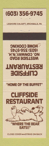 Matchbook Cover - Cliffside Restaurant North Conway NH