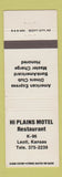 Matchbook Cover - Hi Plains Motel Restaurant Leoti KS WEAR