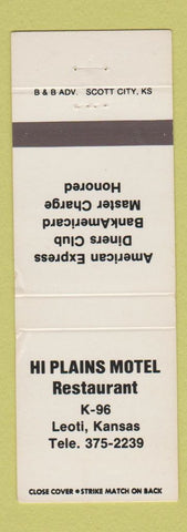 Matchbook Cover - Hi Plains Motel Restaurant Leoti KS WEAR
