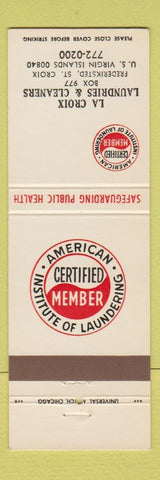 Matchbook Cover LA Croix Laundry Cleaners Fredericksted ST Croix Virgin Islands