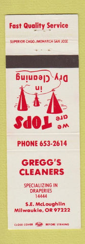 Matchbook Cover - Gregg's Cleaners Milwaukie OR