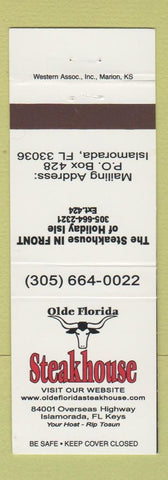 Matchbook Cover - Olde Florida Steak House Islamorada FL