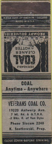 Matchbook Cover - Veterans Cal Co POOR