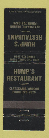 Matchbook Cover - Hump's Rstaurant Clatskanie OR