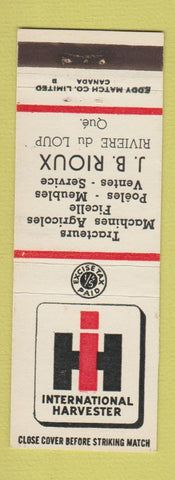 Matchbook Cover - International Harvester Tractors JB Rioux Riviere Du Loup QC