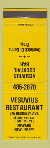 Matchbook Cover - Vesuvius Restaurant Newark NJ