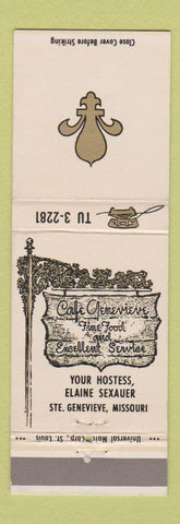 Matchbook Cover - Cafe Genevieve Ste Genevieve MO