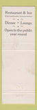 Matchbook Cover - White Lake Inn Tavern Tamworth NH