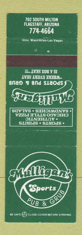 Matchbook Cover - Mulligan's Sports Pub Flagstaff AZ