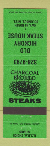 Matchbook Cover - Old Hickory Steak House Columbus MS