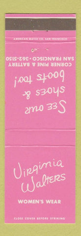 Matchbook Cover - Virginia Walters Women's Clothes San Francisco CA