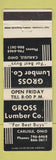 Matchbook Cover - Gross Lumber Carlisle OH
