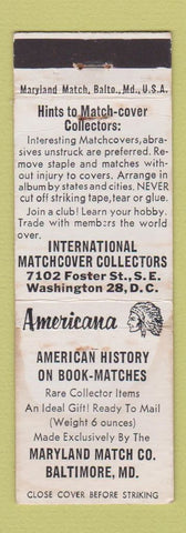 Matchbook Cover - Perkins American Maryland Match Baltimore MD WORN