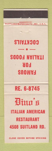 Matchbook Cover - Dino's Italian Restaurant