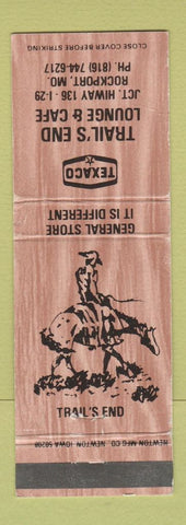 Matchbook Cover - Texaco oil gas Trail's End Rockport MO WEAR