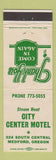 Matchbook Cover - City Center Motel Medford OR