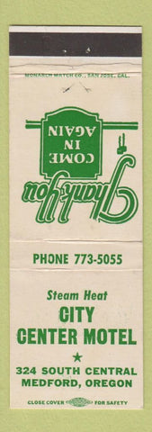 Matchbook Cover - City Center Motel Medford OR