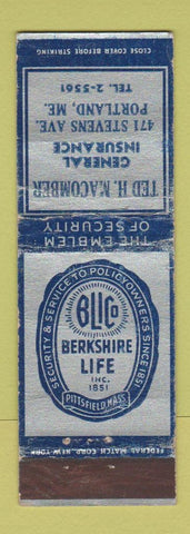 Matchbook Cover - Ted Macomber Insurance Portland ME Berkshire WORN