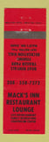 Matchbook Cover - Mack's Inn Restaurant Mack's Inn ID WEAR
