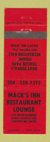 Matchbook Cover - Mack's Inn Restaurant Mack's Inn ID WEAR