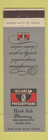 Matchbook Cover - North Side Pharmacy Drug Wayne MI