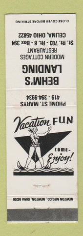 Matchbook Cover - Behm's Landing Celina OH girlie