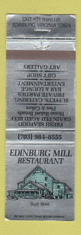 Matchbook Cover - Edinburg Mill Restaurant VA
