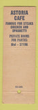Matchbook Cover - Astoria Cafe Warren OH