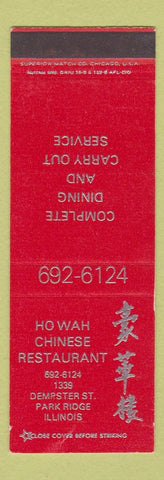 Matchbook Cover - Ho Wah Chinese Restaurant Park Ridge IL