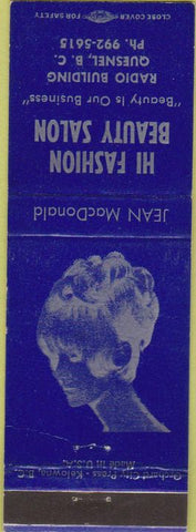Matchbook Cover - Hi Fashion Beauty Salon Quesnel BC girlie