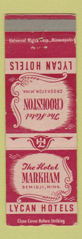 Matchbook Cover - Hotel Markham Bejidji MN Crookston WEAR