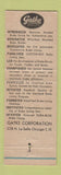 Matchbook Cover - Gatke Brake Lining EW Gebhardt San Francisco CA