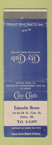 Matchbook Cover - City Club Shoes Lincoln Store Joliet IL