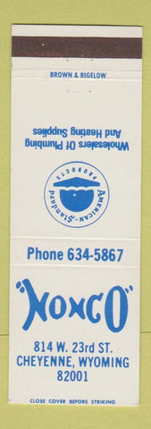 Matchbook Cover - Nonco American Standard Fixtures Plumbing Cheyenne WY