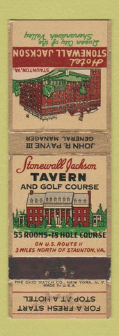 Matchbook Cover - Stonewall Jackson Tavern Staunton VA
