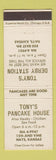 Matchbook Cover - Tony's Pancake House Hays KS Derby oil gas