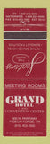 Matchbook Cover - Grand Hotel Pigeon Forge TN
