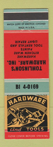Matchbook Cover - Tomlinson's Hardware 1955