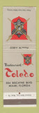 Matchbook Cover - Restaurant Toledo Miami FL
