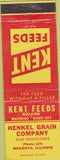 Matchbook Cover - Kent Feeds Henkel Grain Mendota IL