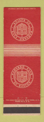Matchbook Cover - Harvard Club of Boston MA