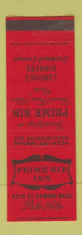 Matchbook Cover - Prime Rib Inn Palo Alto CA