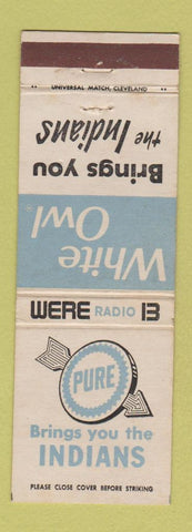 Matchbook Cover - Pure oil gas White Owl Cigars Cleveland Indians baseball Radio