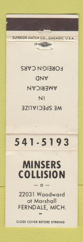 Matchbook Cover - Minsers Collision Ferndale MI