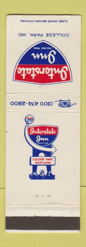 Matchbook Cover - Interstate Inn College Park MD