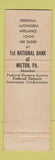 Matchbook Cover - First National Bank Milton PA