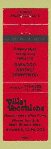 Matchbook Cover - Villa Vecchione Italian Food Hyannis MA